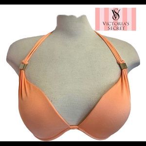 Victoria’s Secret peach orange padded bikini top Sz 34DD/14/L🔥